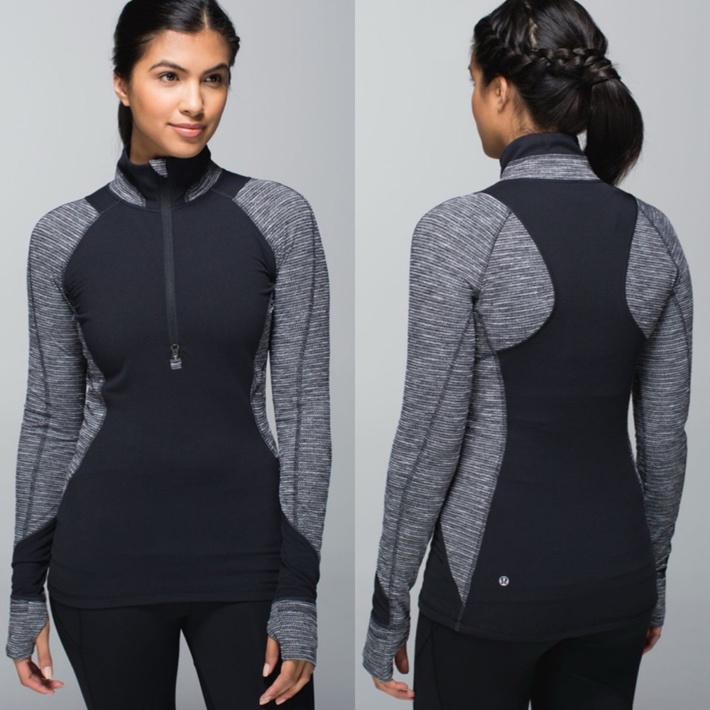 Lululemon Race Your Pace 1/2 Zip Coco Pique Black long sleeve running